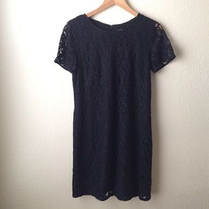 Ann Taylor Navy Blue Lace Shirt Dress